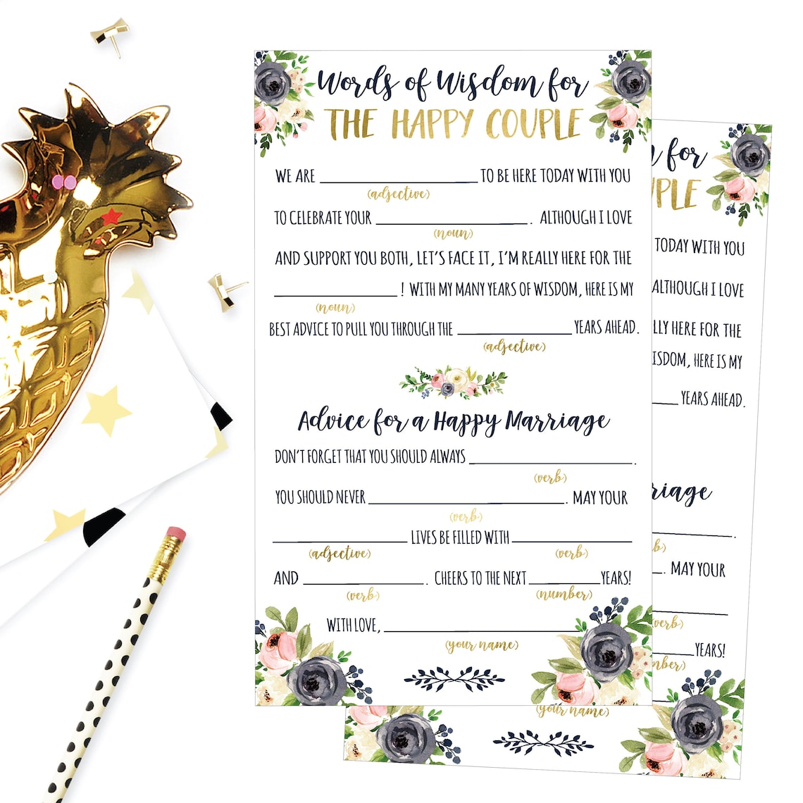Bridal Shower Advice Cards Template Printable Wedding Advice - Etsy