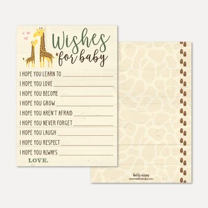 Giraffe Baby-Dusche-Wünsche-Karten-Vorlage - Baby-Gute-Wünsche, Gut-Wünsche für Baby-Buch, Baby-Dusche-Gute-Wunsch-Mama-Vorlage
