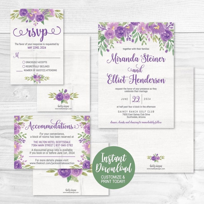 Wedding Invitations With RSVP Cards Included Wedding Etsy