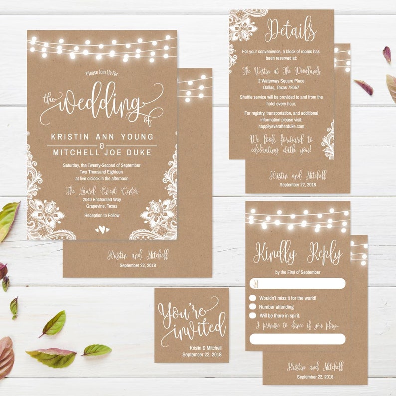Wedding Invitations With RSVP Online Wedding Invitations | Etsy