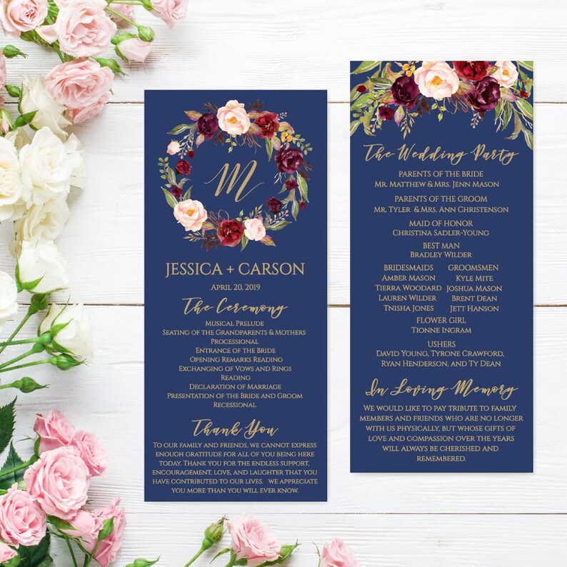 Wedding Program Thank You Messages Best Wedding Ceremony Programs Wedding Program Printables Template Wedding Programs Online Template
