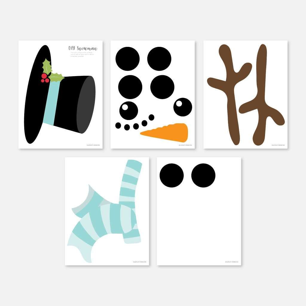 buy christmas snowman pieces template - christmas games printable