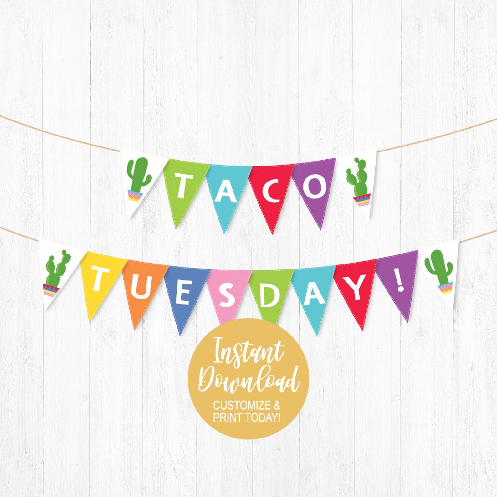 Printable Taco Banner Template Custom Mexican Party Garland Etsy
