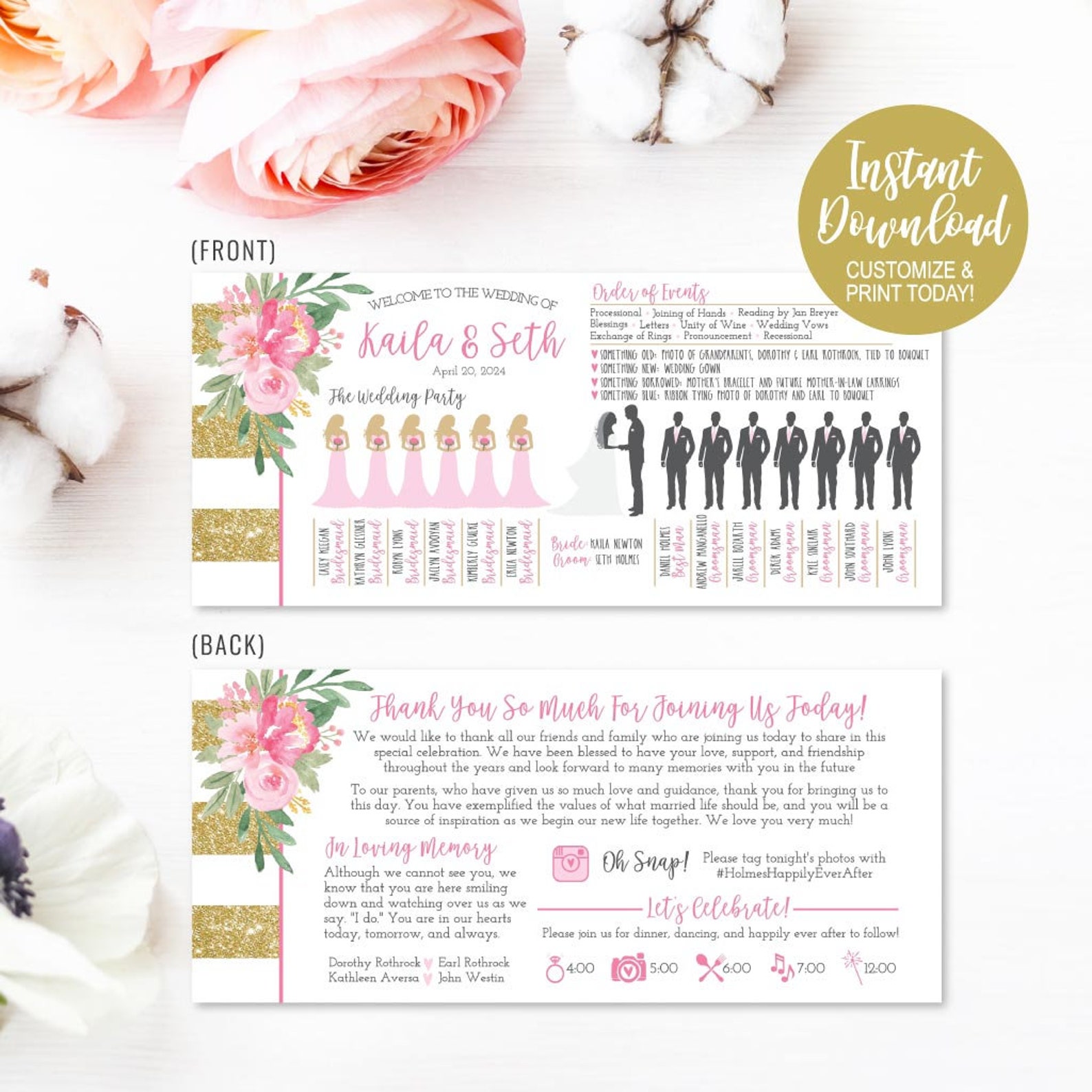 Wedding Ceremony Program Funny Printable Wedding Programs - Etsy