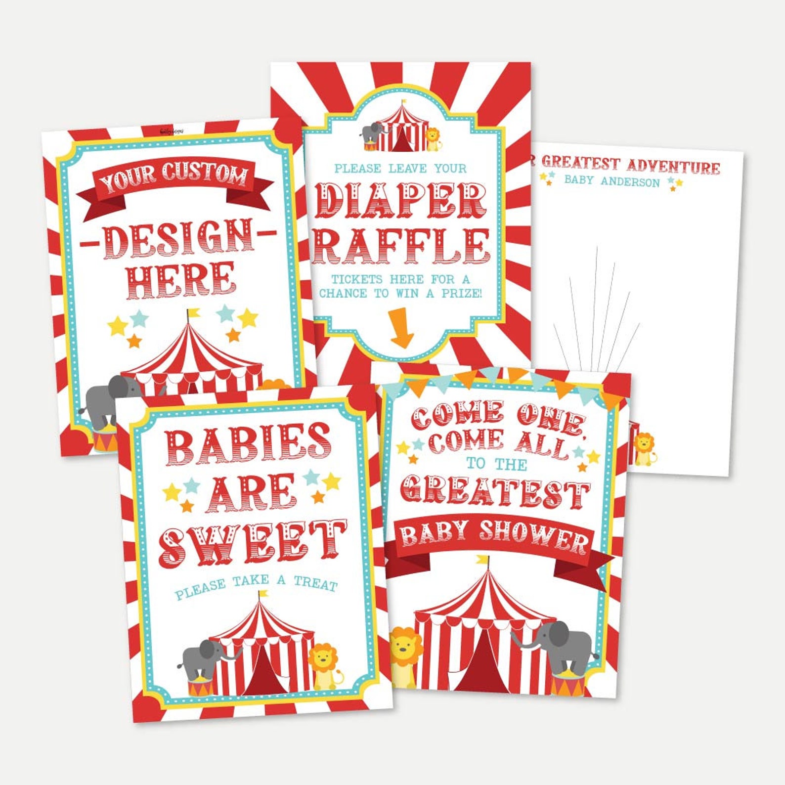 Circus Baby Shower Signs Set Templates Baby Shower Sign - Etsy