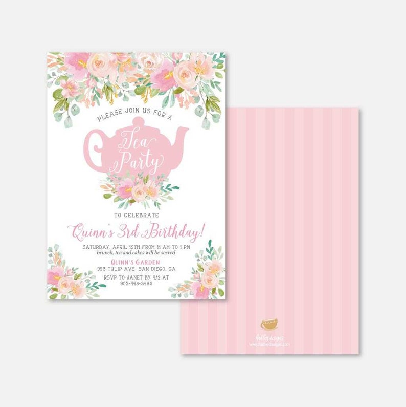 Tea Kids Party Invitation Template - Tea Party Supplies, Tea Party ...
