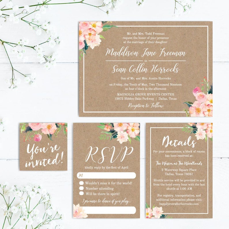 Wedding Invitations With Rsvp Online Wedding Invitations Etsy