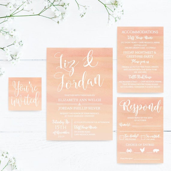wedding invitations with rsvp online wedding invitations etsy wedding invite rsvp online