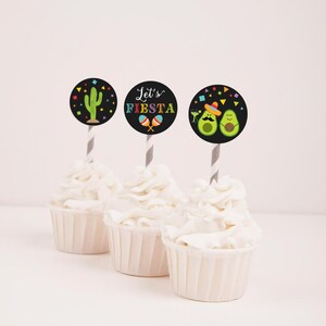 Fiesta Baby Shower Cupcake Toppers Template - Cupcake Topper Printable, Cupcake Topper Instant Download, Printable Party Decorations, Pick