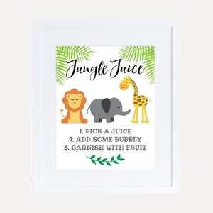 Jungle Baby Shower Mimosa Bar Sign Template - Baby Shower Alcohol Sign, Editable Baby Shower Decorations, Cheap Baby Shower Decorations