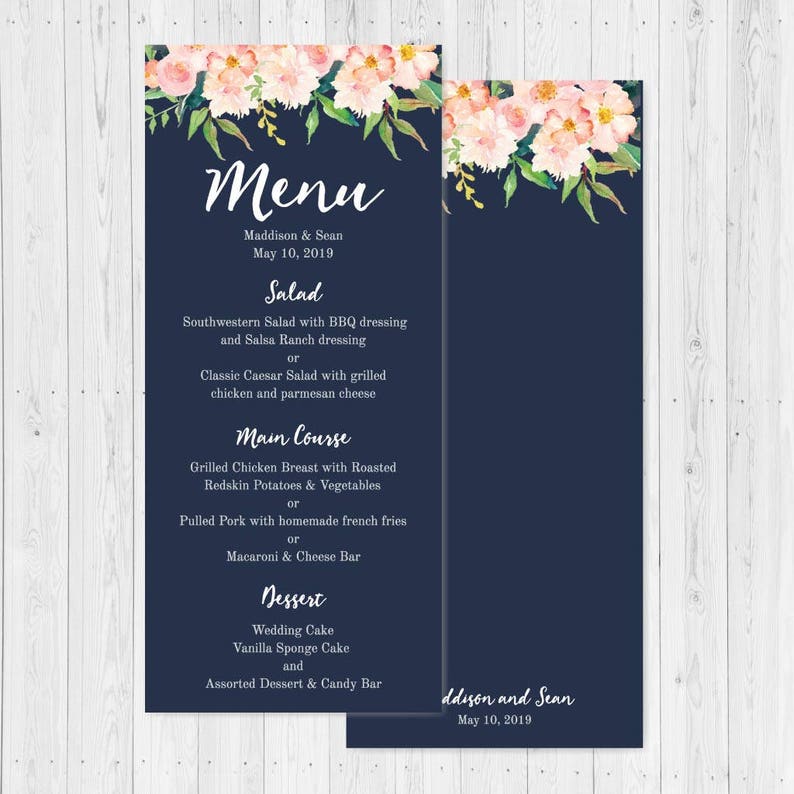 Menu Card Template Wedding Menu Template with Name Wedding Menu Cards Download Printable Wedding Menu Template Wedding Menu Cheap PDF