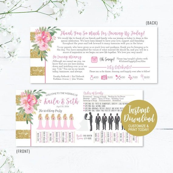 Wedding Programs Catholic Wedding Programs Cheap Wedding Etsy