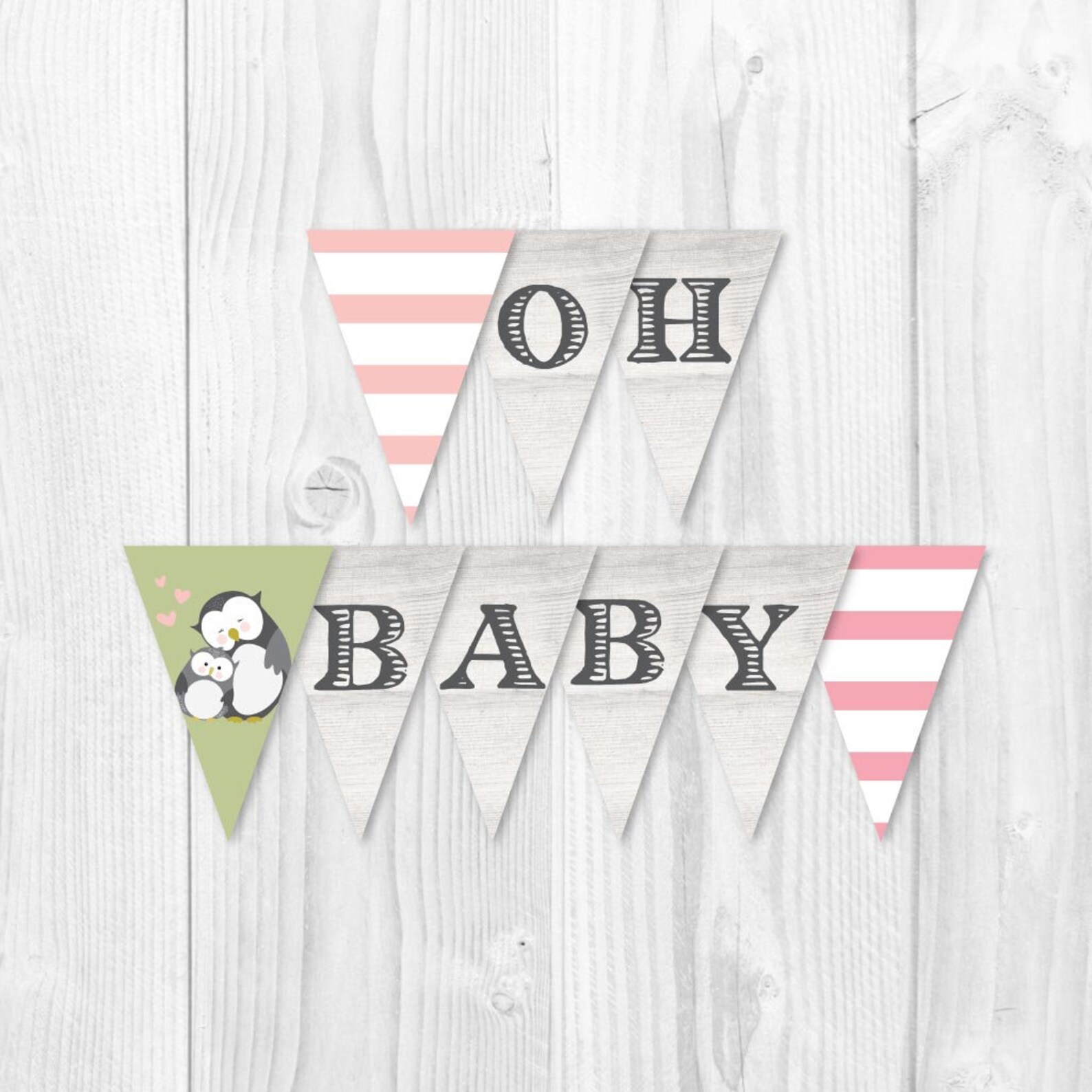 Owl Girl Baby Shower Banner Template Baby Shower Banner | Etsy