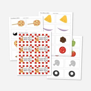 Pizza Party Memory Spiel Vorlage - Pizza Memory Spiel druckbar, Memory-Spiel Karten, Memory-Spiel für Kinder, passende Spiele für Kleinkinder