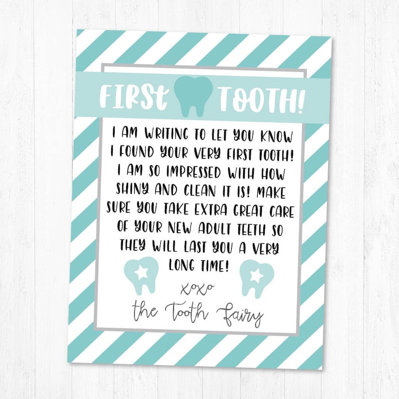 tooth fairy letter printable lost first tooth message etsy