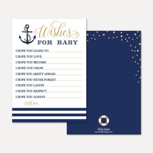 Nautische baby shower wensen kaartsjabloon - baby goed wensen, goed wensen voor babyboek, baby shower goed wensen moeder sjabloon