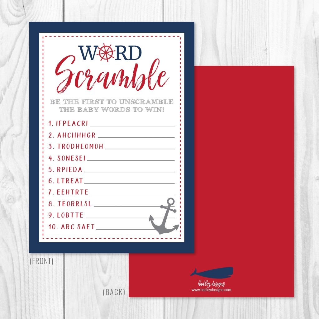 Ahoy It's A Boy Nautical Baby Shower Word Scramble Game Template -word  Scramble Baby Shower Game, Word Scramble Shower, Scramble Printable - Etsy, image size:1024x1024