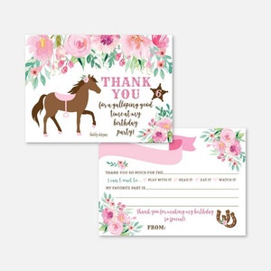 Pferd Kinderparty Fill In The Blank Dankeskarte Vorlage - Pferd Dankeskarte Sofort Download, Pferd Dankeskarte Printable