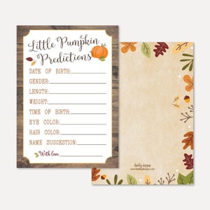 Val rustieke baby shower voorspellingen kaartsjabloon - aandenken baby shower afdrukbare, Instant Download voorspelling, Hadley Designs