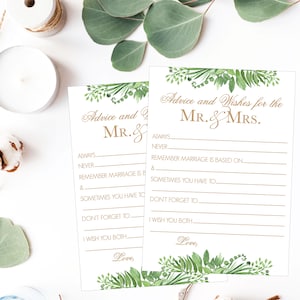Printable Bridal Shower Advice Cards 5x7, Funny Wedding Advice For Bride and Groom, Advice For The Bride Template Well Wishes For Mr and Mrs