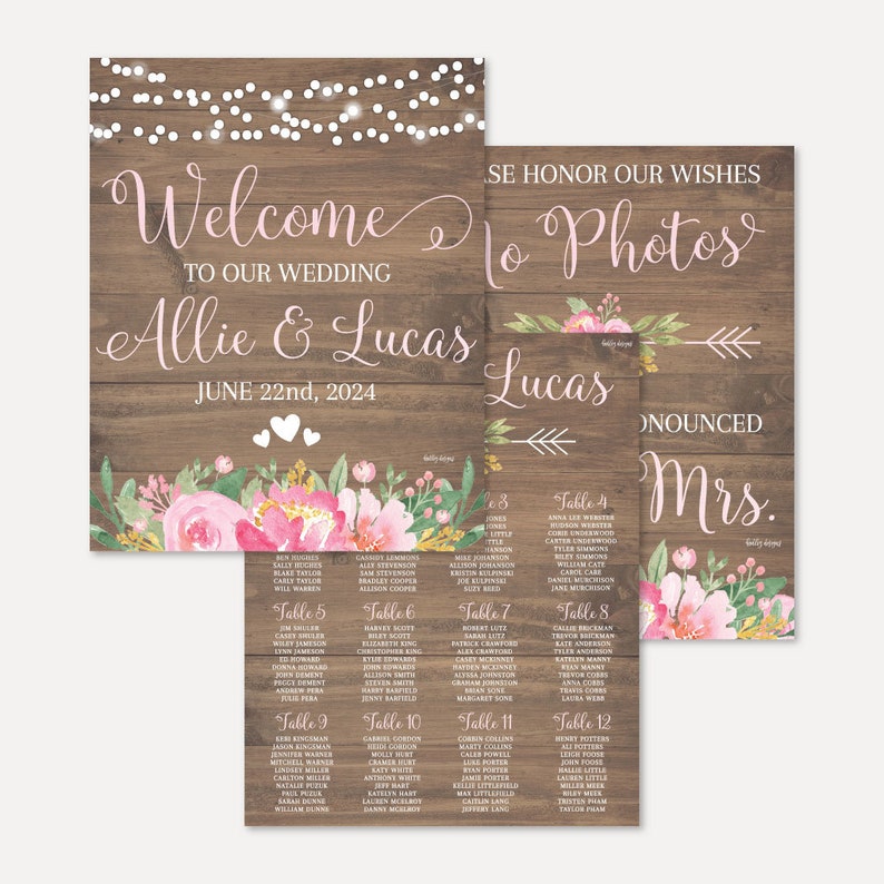 Wedding Signs Printable Bundle Printable Wedding Sign - Etsy