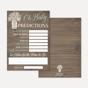 Holz Rustikale Blumen Jungen Babyparty Vorhersagen Kartenvorlage - Andenken Babyparty druckbar, Sofortiger Download Vorhersage, Hadley Designs