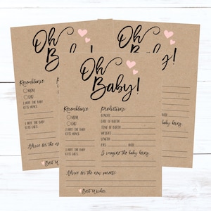 Baby-Mädchen-Vorhersage-Karte, Baby-Dusche-Spiele zum Spielen auf der Party, druckbare Baby-Dusche-Spielideen, Baby-Vorhersagen und Ratschläge für werdende Mutter