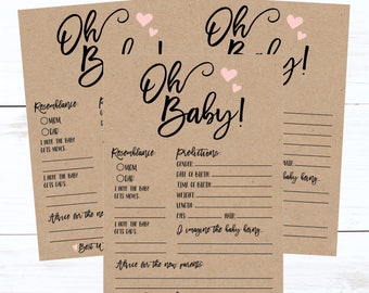 Baby Girl Prediction Card, Baby Shower Games To Play At Party, Printable Baby Shower Game Ideas, Baby Predictions and Advice to Mother to Be
