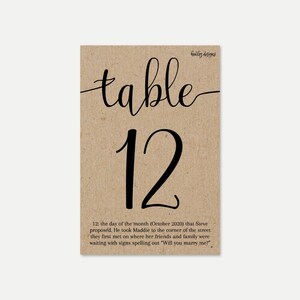 Plantilla de números de mesa de boda de caligrafía Kraft - Números de mesa de bricolaje para una boda, números de mesa imprimibles editables, descargas digitales