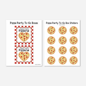 Pizza Party Box Labels and Stickers Template -  Personalized Pizza Box Labels, Pizza Favor Tag Personalized, Pizza Party Favors, Favor Label