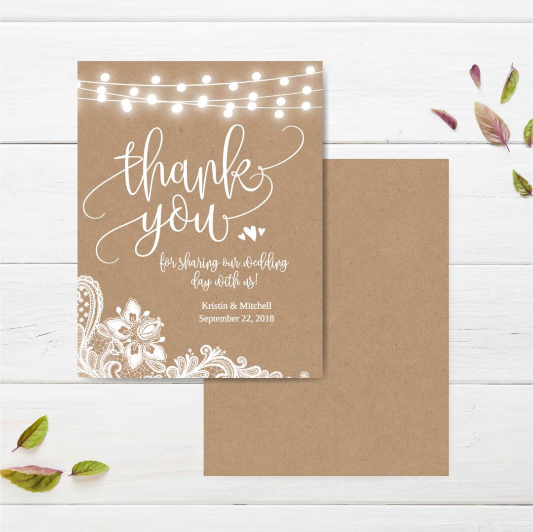 Wedding Thank You Card Elegant Wedding Thank You Cards - Etsy