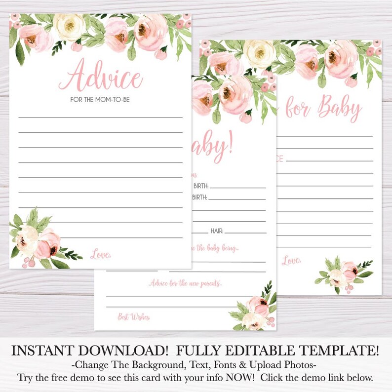 Instant Download Shower Keepsake Template Keepsake Baby Shower Bundle Baby Shower Keepsake Package Printable Baby Shower Keepsake