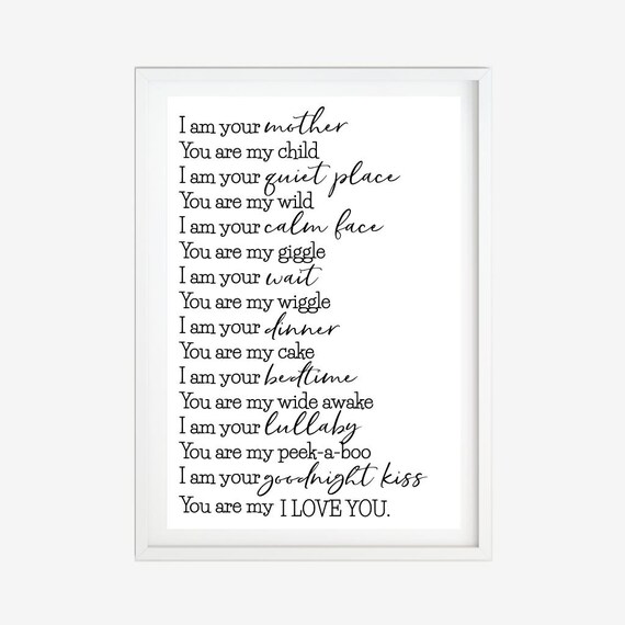 I Am Your Mother Nursery Decor Sign Template - Digital Decor, Nursery Quotes and Sayings, Modern Nursery Prints, Nursery Printable Wall Art