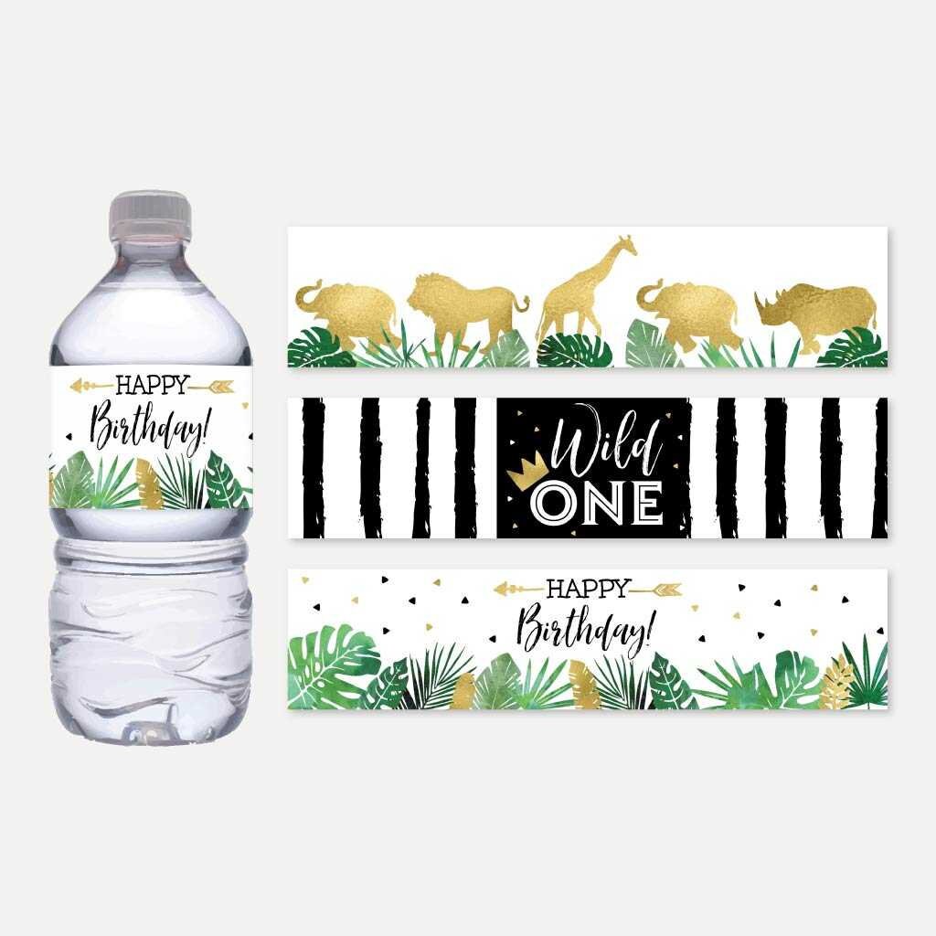 Wild One Safari Kids Party Bottle Label Template Water - Etsy ...