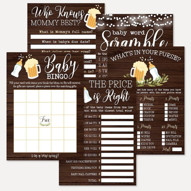 Who Knows Mommy Best Word Scramble Whats In Your Purse A Baby Is Brewing Baby Shower Game Set Templates -Bingo The Price Is Right