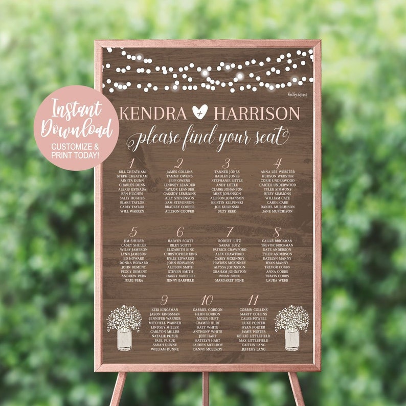 Custom Seating Chart Wedding Sign Seating Wedding Ceremony Etsy