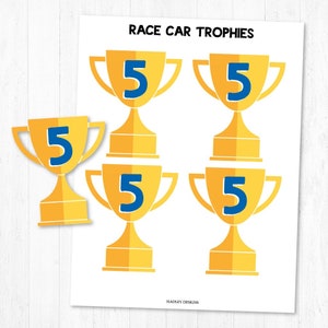 Race Car Birthday Party Trophy Cup Decor Printable Racecar - Etsy