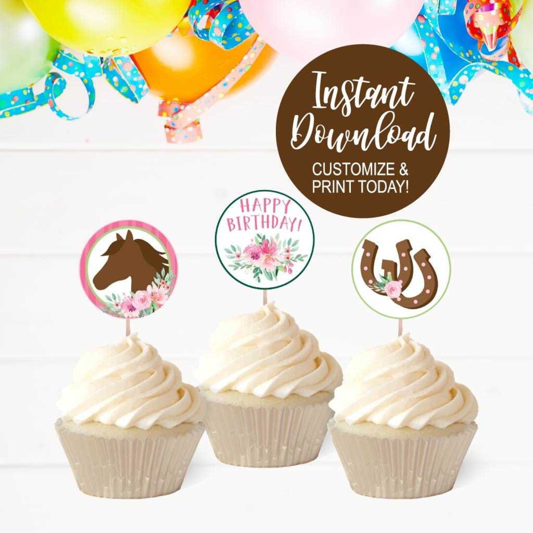 Cupcake Toppers Horse, Birthday Cupcake Toppers Printable, First ...