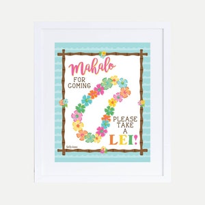 Luau Party Favors Sign Template - Decoración de fiesta de cumpleaños, Letrero imprimible de Luau, Signo personalizado de cumpleaños, Signo personalizado, Signo personalizado, Signo de Aloha