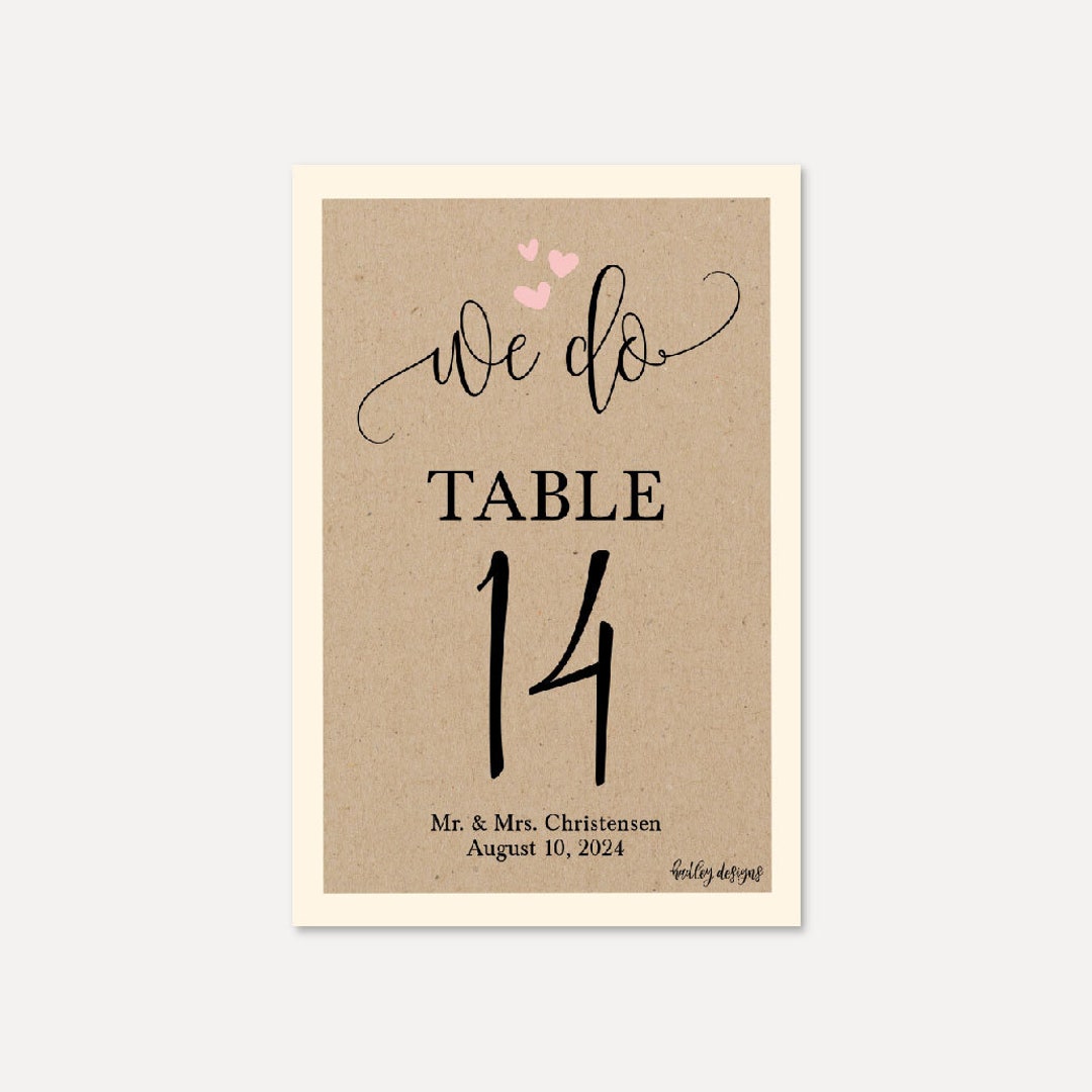 We Do Kraft Wedding Table Numbers Template DIY Table Numbers for a