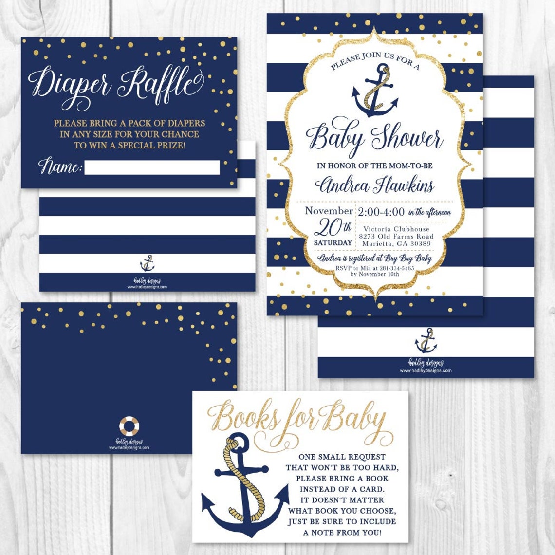 Nautical Baby Shower Invitation Suite Template shower | Etsy