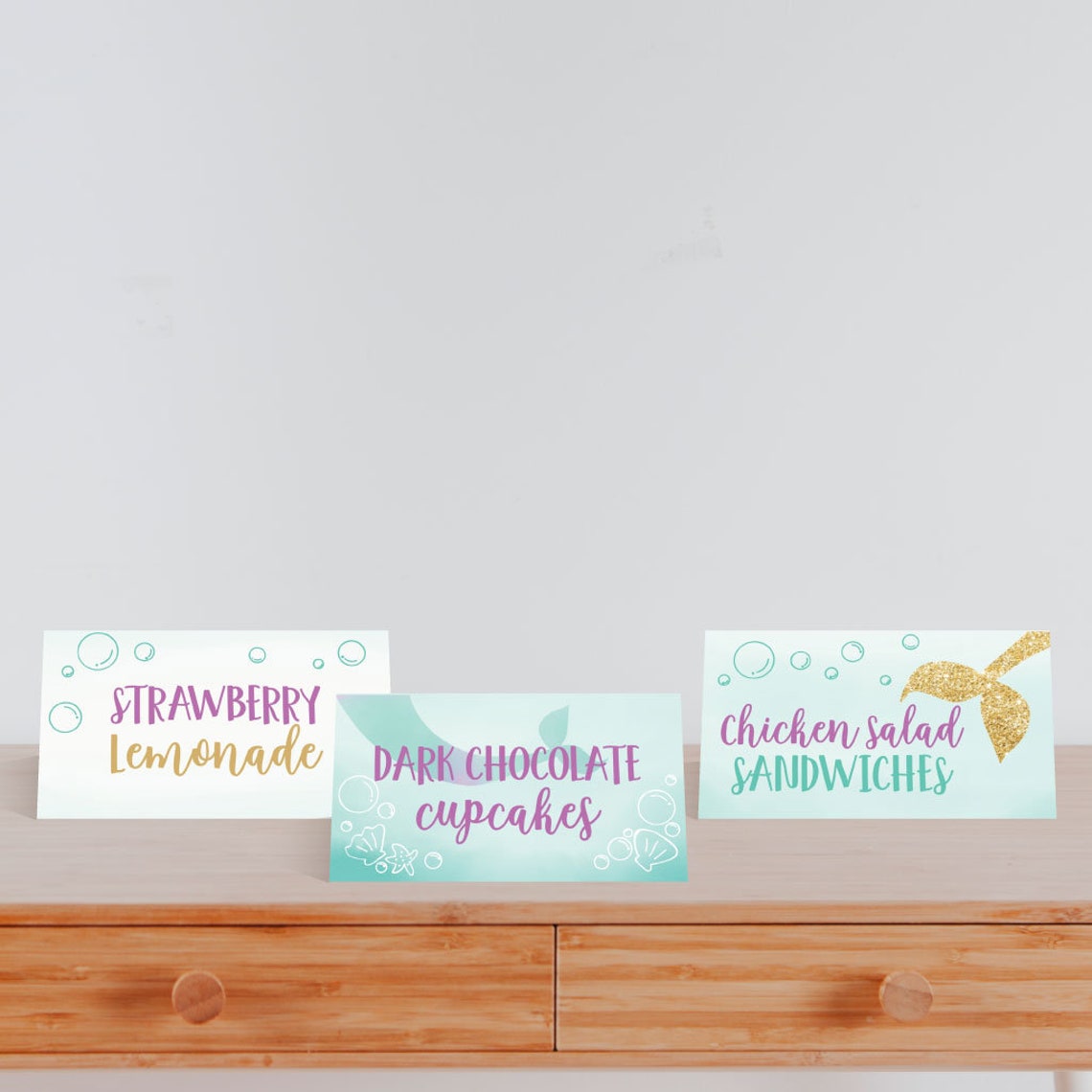 Mermaid Baby Shower Food Tent Cards Template Food Tent Card Etsy