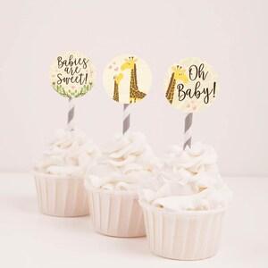 Giraffe Baby Shower Cupcake Toppers Template -Baby Shower Cupcake Decoration, Printable Cupcake Topper, Party Cupcake Topper
