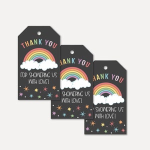 Rainbow Baby Shower Thank You Favor Tags Template -Thank You Favor Tag Baby Shower, Thank Favor Tag Printable, Shower Thank