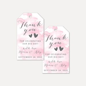 Pink Watercolor Splash Wedding Thank You Favor Tags Template - Thank You Favor For Wedding, Thank You Favor Tag Printable, Hadley Designs