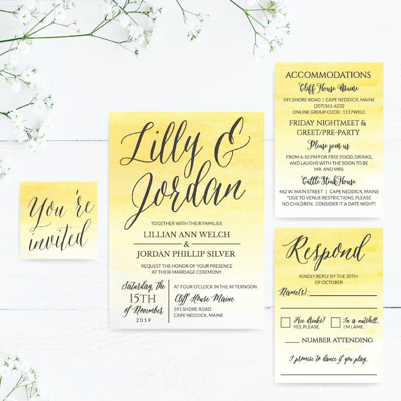 Wedding invitations with rsvp online wedding invitations etsy
