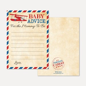 Airplane Blue Red Baby Shower Advice Card, Words of Wisdom Card For Baby Shower, Advice Cards Baby Shower, Advice Baby Shower