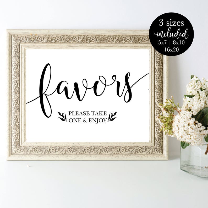 Download Printable Wedding Favors Sign Bridal Shower Reception | Etsy