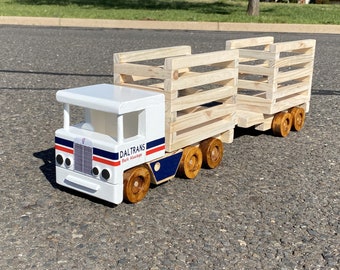 Wooden Stock Crate Truck and Trailer with Cab painted and Name.