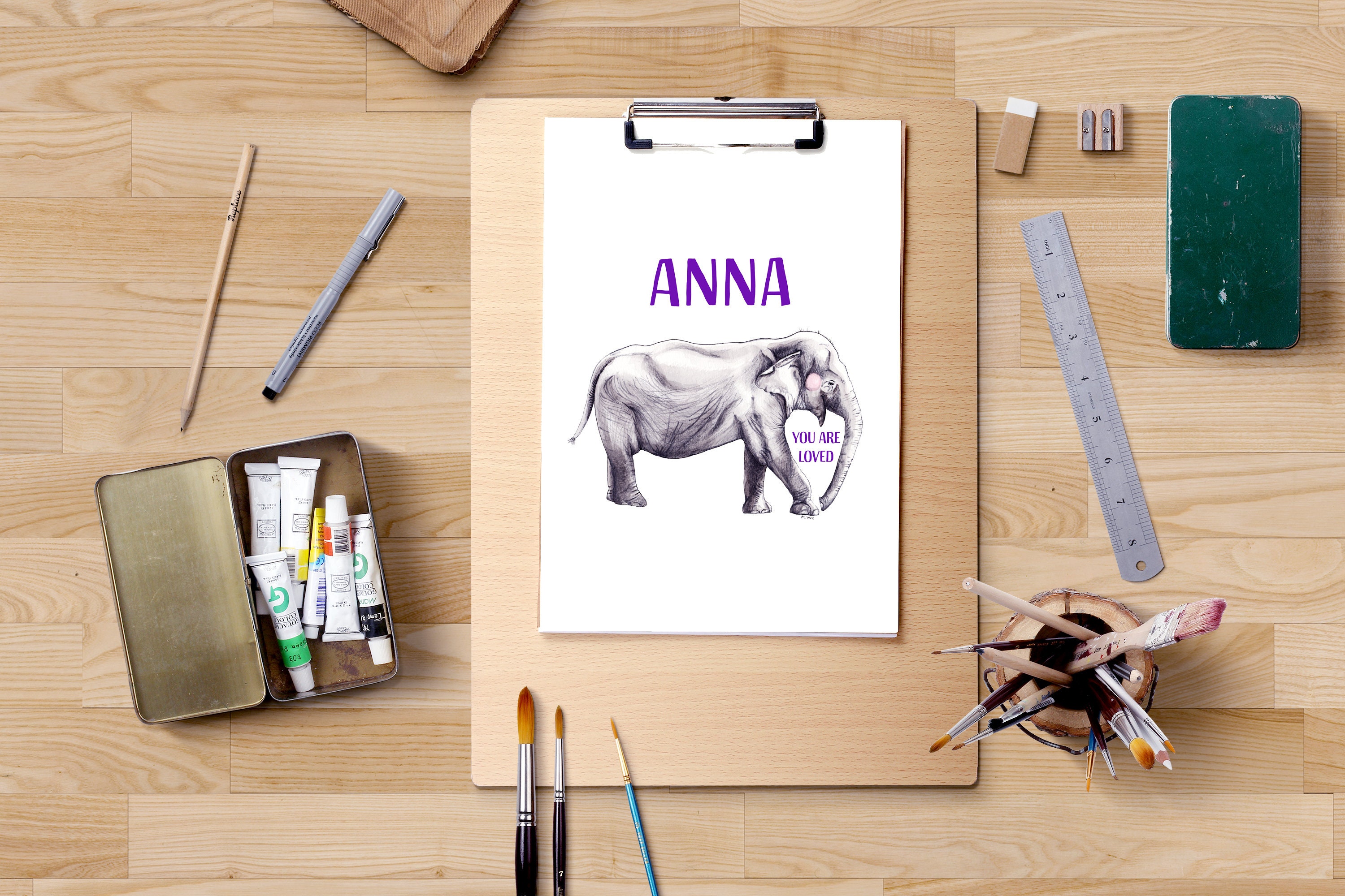 Anna name art digital print with elephant. Perfect Etsy Anna name art digital print with elephant. Perfect Etsy
